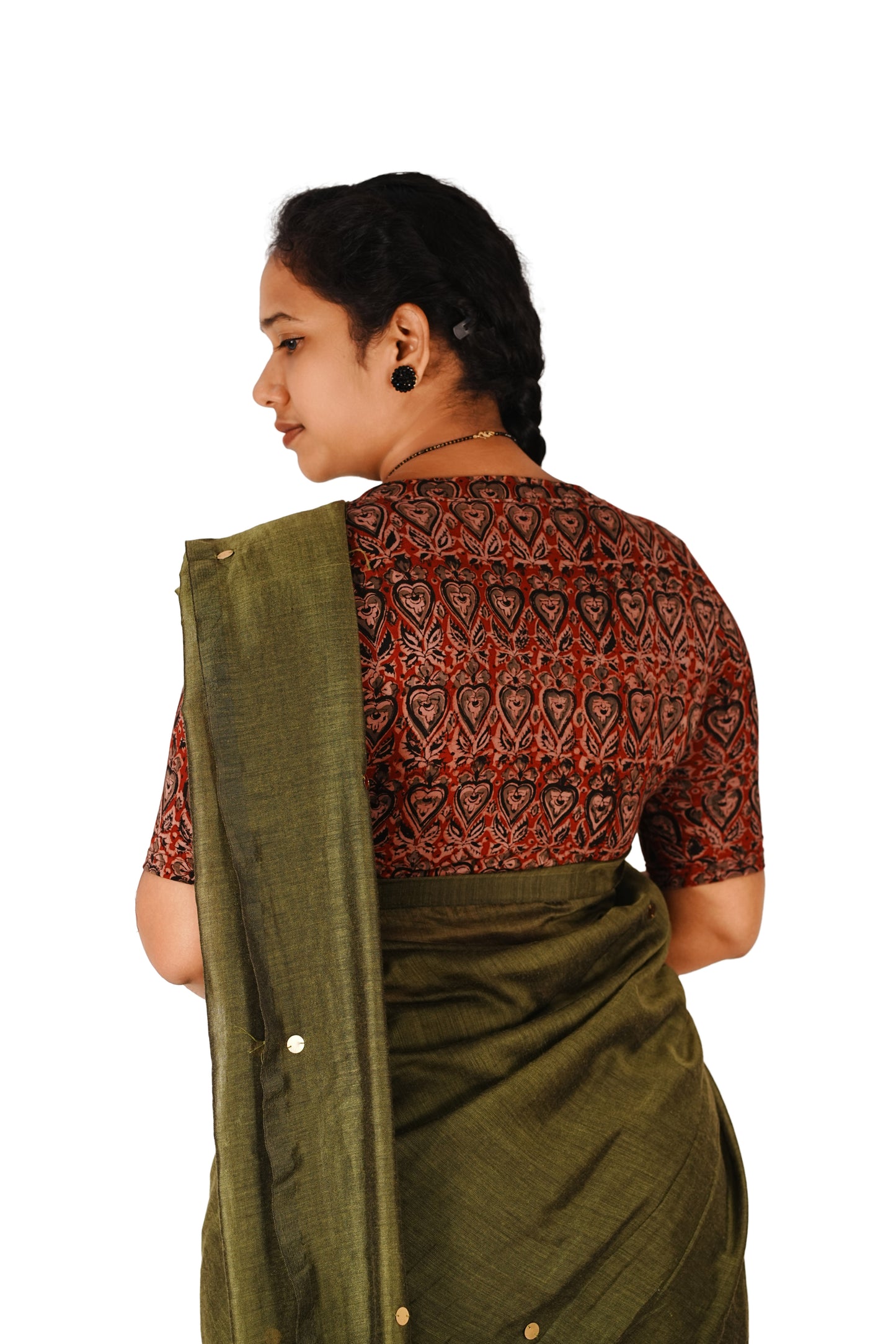 KALAMKARI V NECK 10 INCH HAND  STRECHBLE BLOUSE