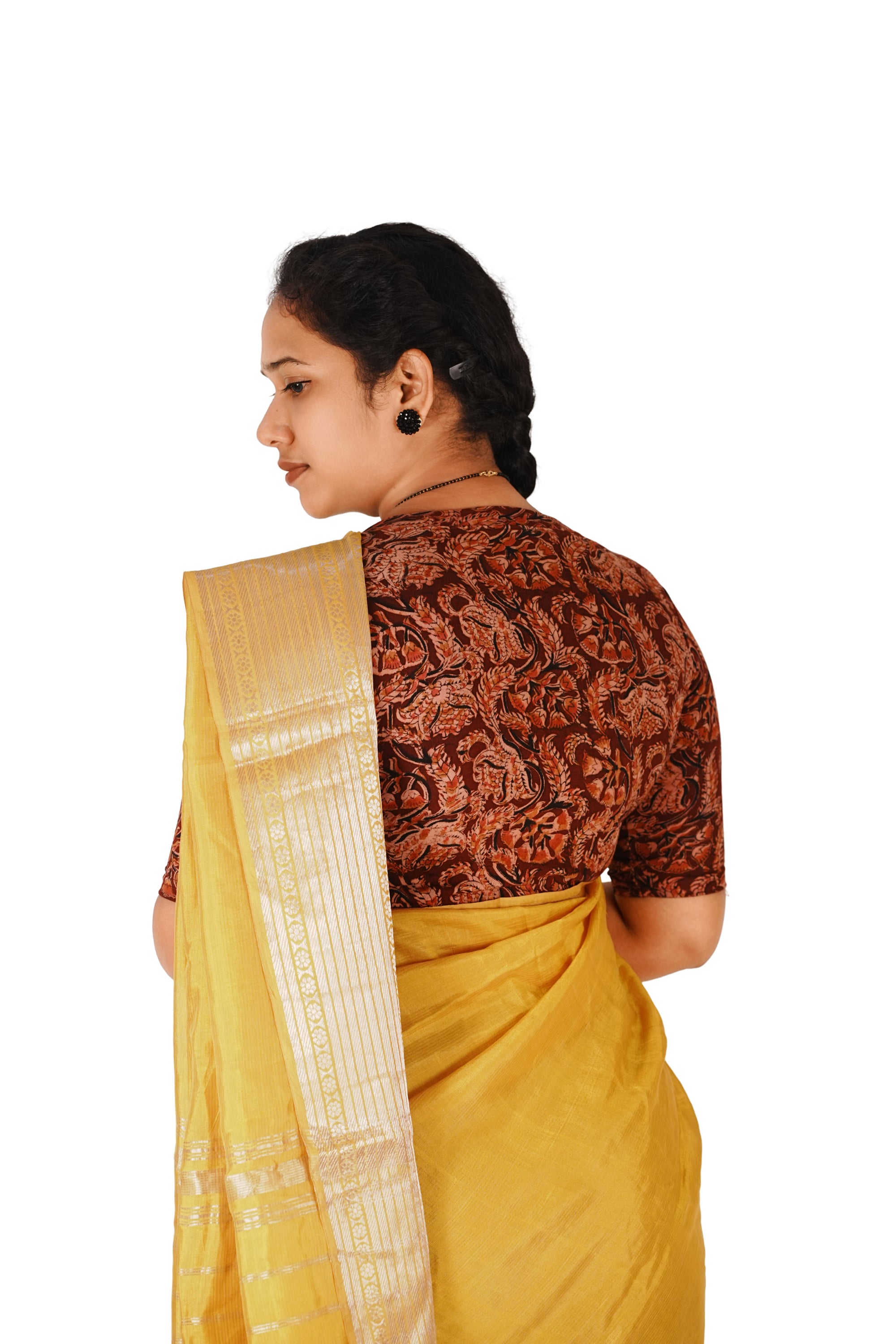 KALAMKARI V NECK 10 INCH HAND  STRECHBLE BLOUSE