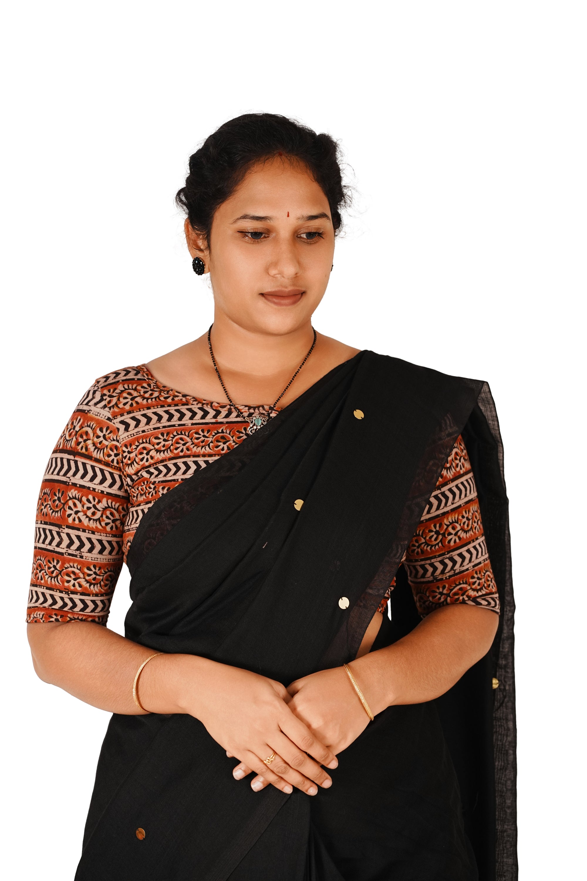 KALAMKARI BOAT NECK OPEN 10 HAND'S STREACHBLE  BLOUSE