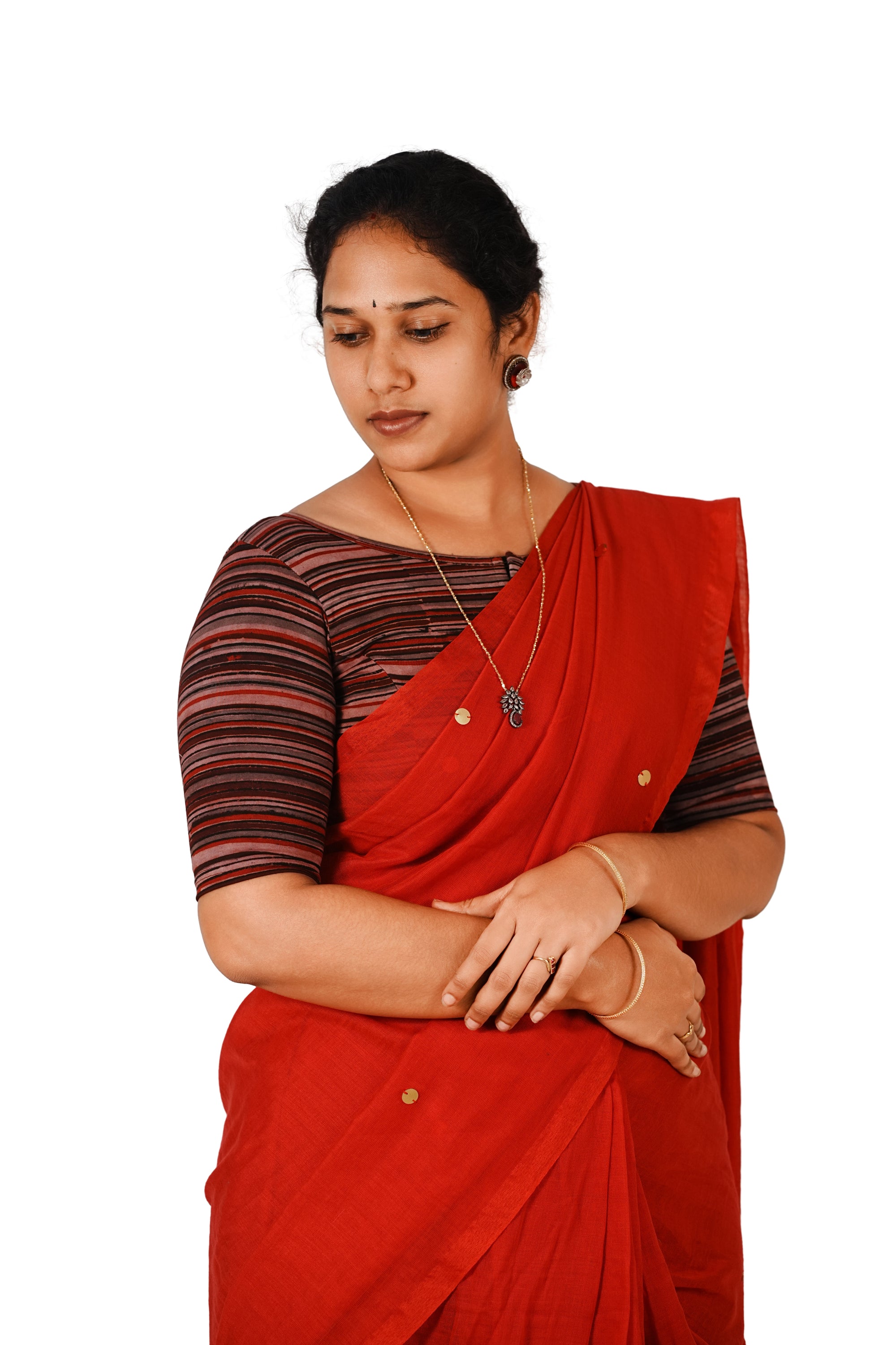 KALAMKARI BOAT NECK OPEN 10 HAND'S STREACHBLE  BLOUSE