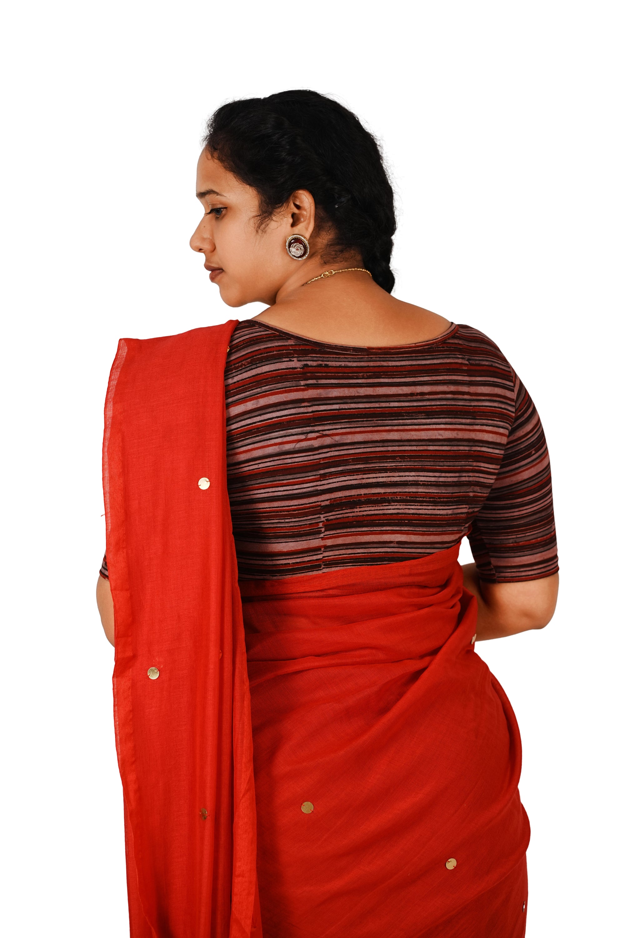 KALAMKARI BOAT NECK OPEN 10 HAND'S STREACHBLE  BLOUSE