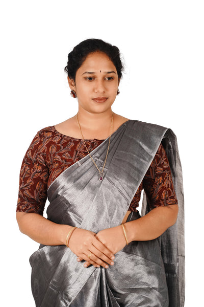 KALAMKARI BOAT NECK OPEN 10 HAND'S STREACHBLE  BLOUSE