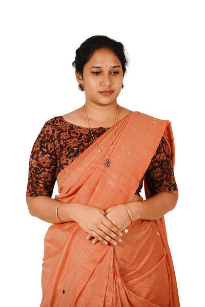 KALAMKARI BOAT NECK OPEN 10 HAND'S STREACHBLE  BLOUSE