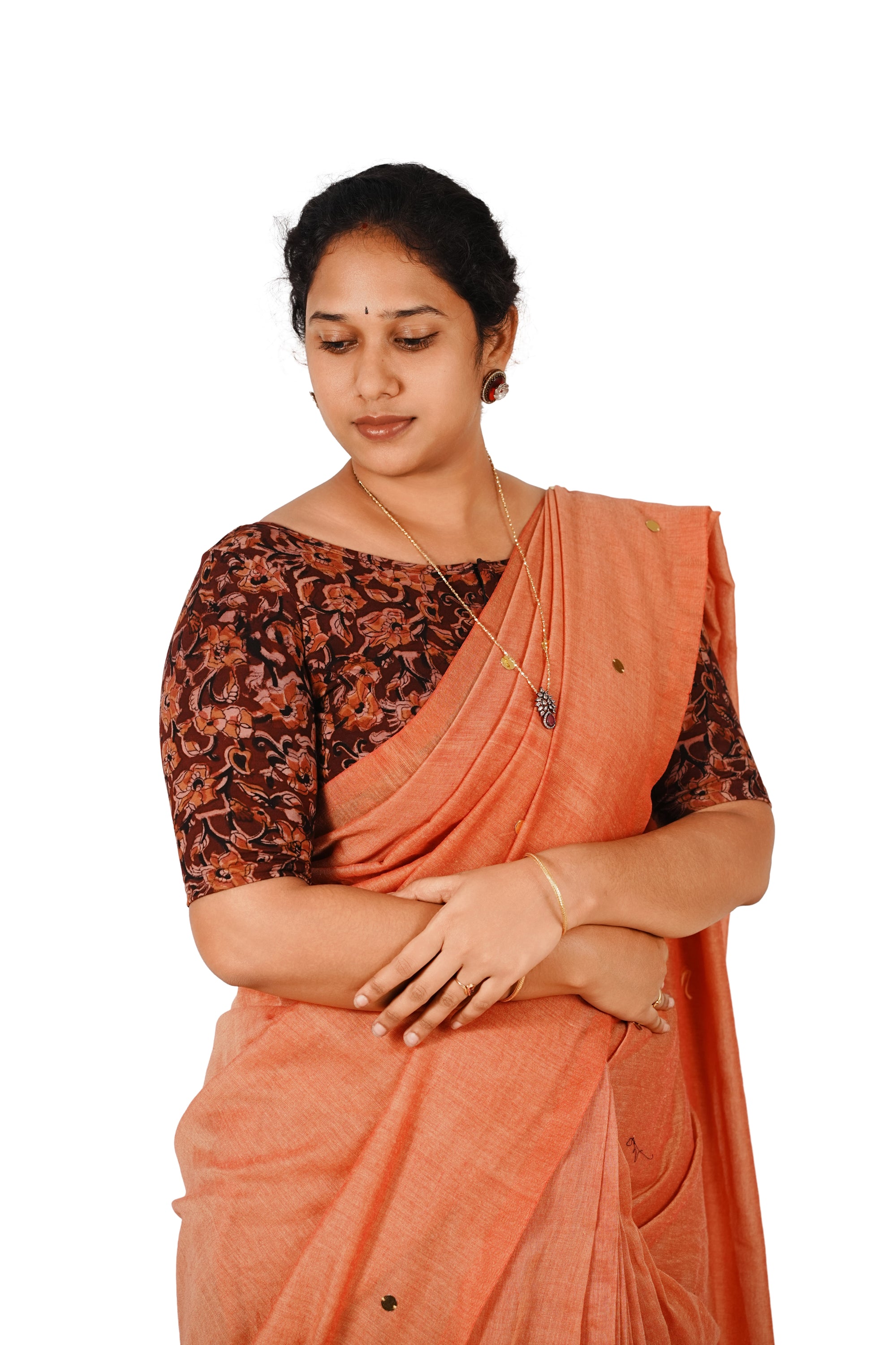 KALAMKARI BOAT NECK OPEN 10 HAND'S STREACHBLE  BLOUSE