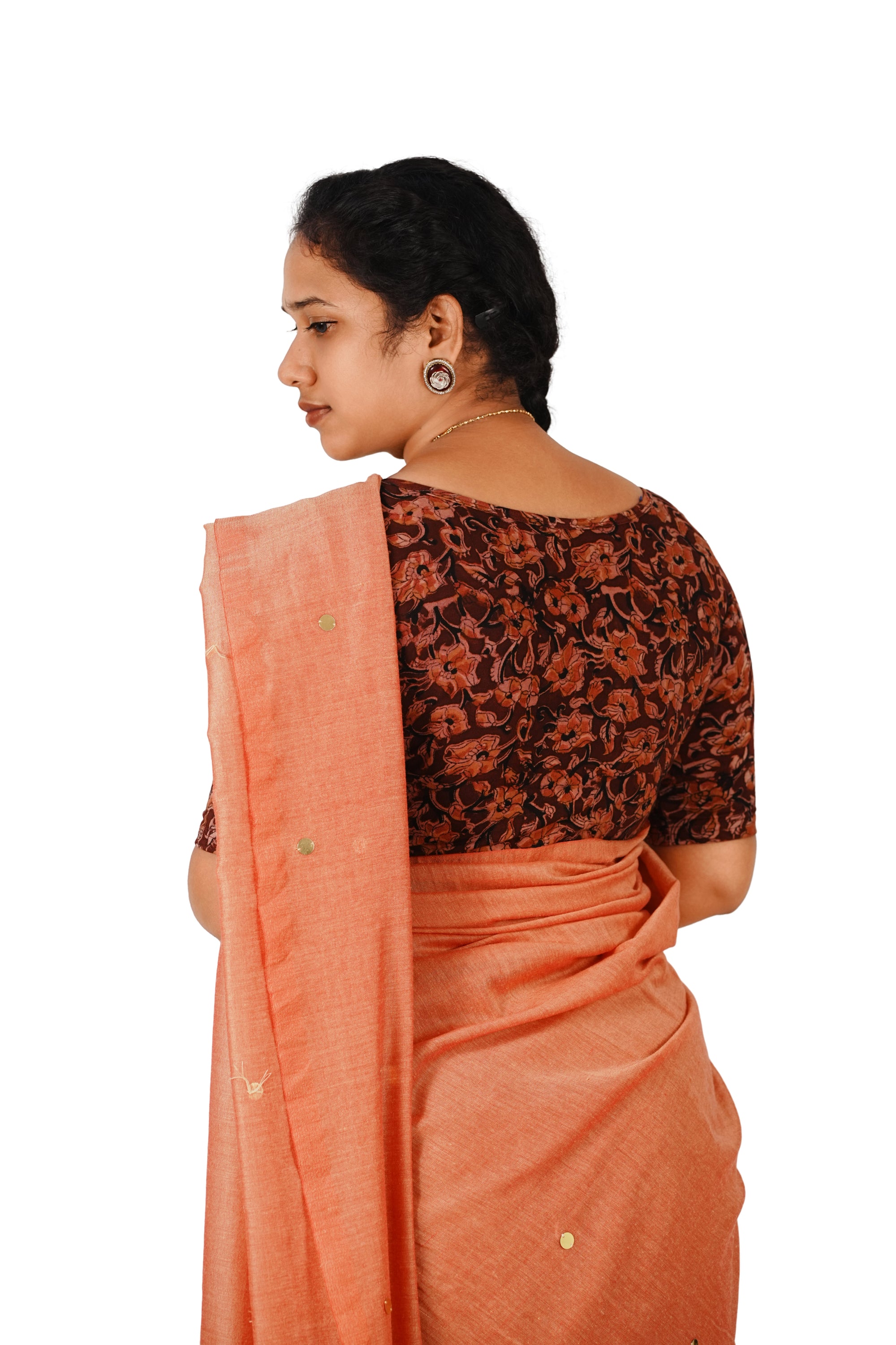 KALAMKARI BOAT NECK OPEN 10 HAND'S STREACHBLE  BLOUSE