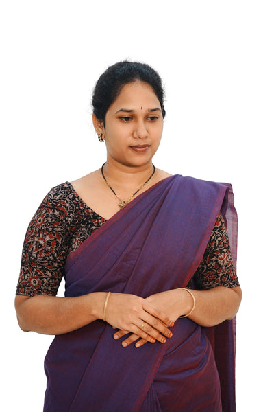KALAMKARI ROUND NECK 10 INCH HANDS STRECHBLE BLOUSE