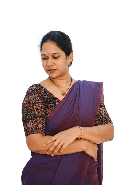 KALAMKARI ROUND NECK 10 INCH HANDS STRECHBLE BLOUSE