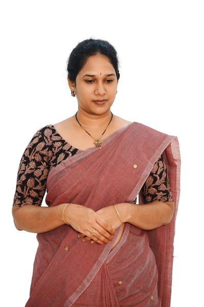 KALAMKARI ROUND NECK 10 INCH HANDS STRECHBLE BLOUSE