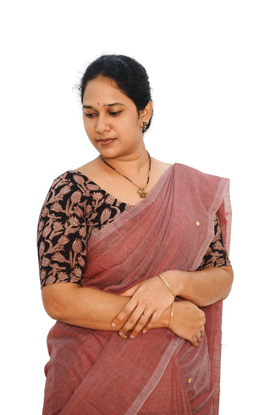 KALAMKARI ROUND NECK 10 INCH HANDS STRECHBLE BLOUSE