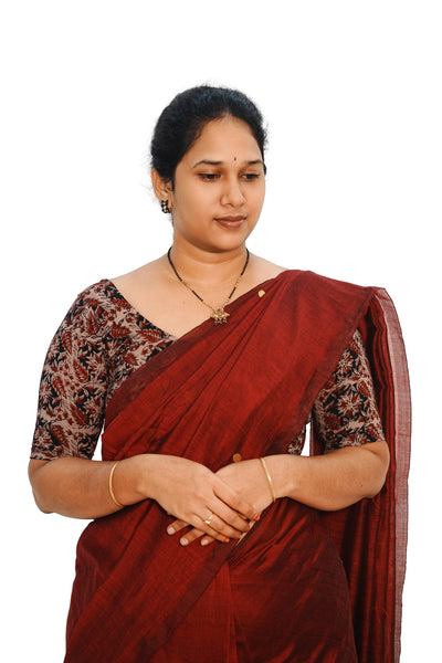 KALAMKARI ROUND NECK 10 INCH HANDS STRECHBLE BLOUSE