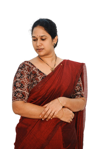 KALAMKARI ROUND NECK 10 INCH HANDS STRECHBLE BLOUSE