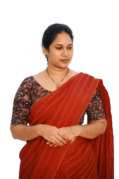 KALAMKARI ROUND NECK 10 INCH HANDS STRECHBLE BLOUSE