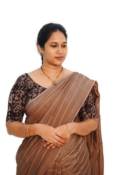 KALAMKARI ROUND NECK 10 INCH HANDS STRECHBLE BLOUSE