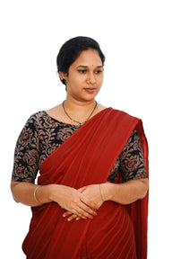 KALAMKARI BOAT NECK OPEN 10 HAND'S STREACHBLE  BLOUSE