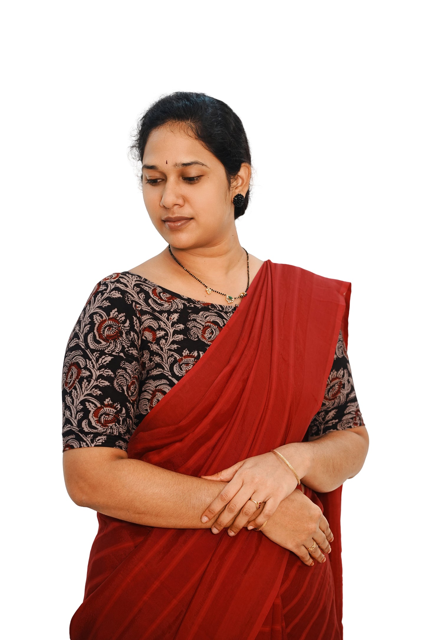 KALAMKARI BOAT NECK OPEN 10 HAND'S STREACHBLE  BLOUSE