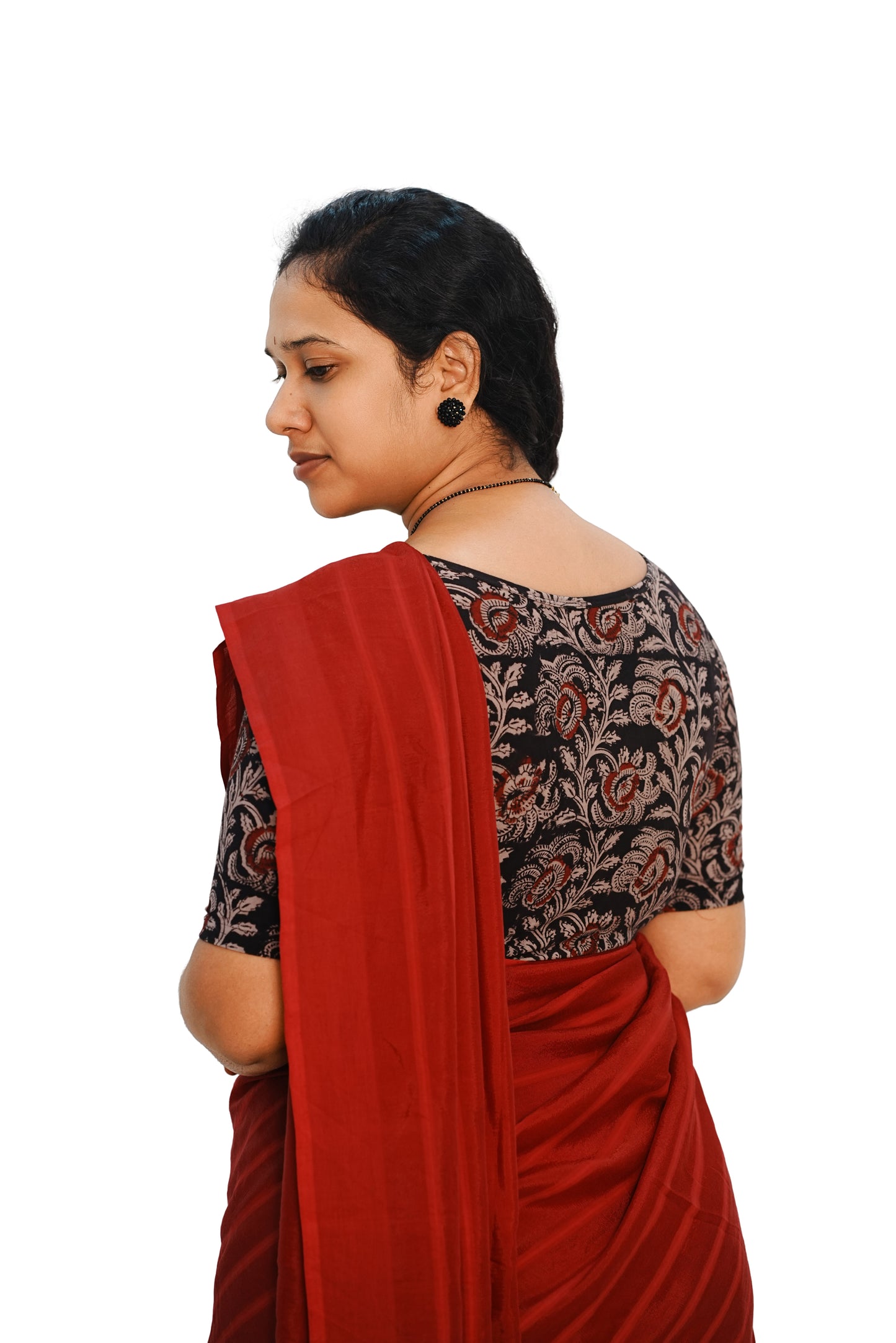 KALAMKARI BOAT NECK OPEN 10 HAND'S STREACHBLE  BLOUSE