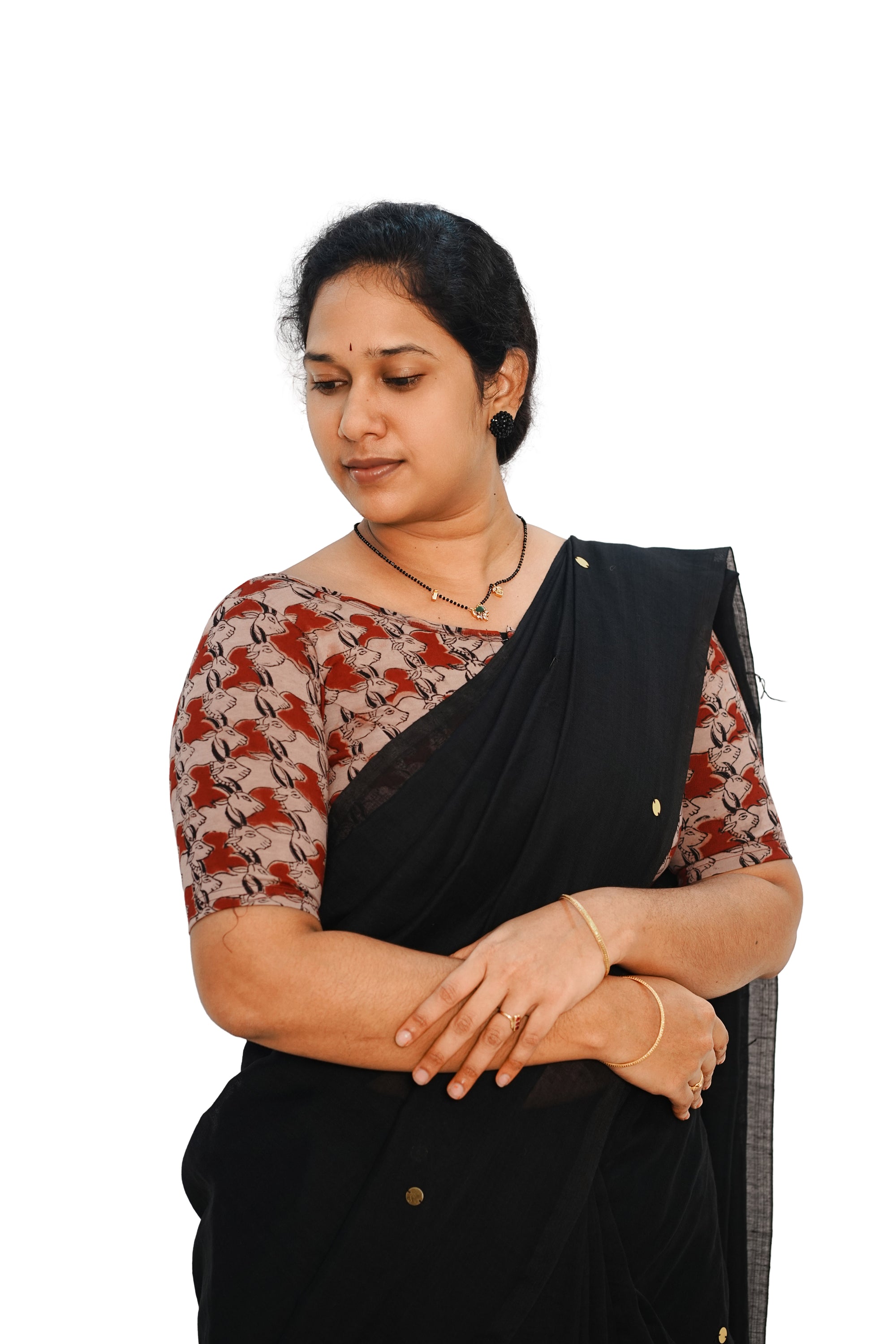 KALAMKARI BOAT NECK OPEN 10 HAND'S STREACHBLE  BLOUSE