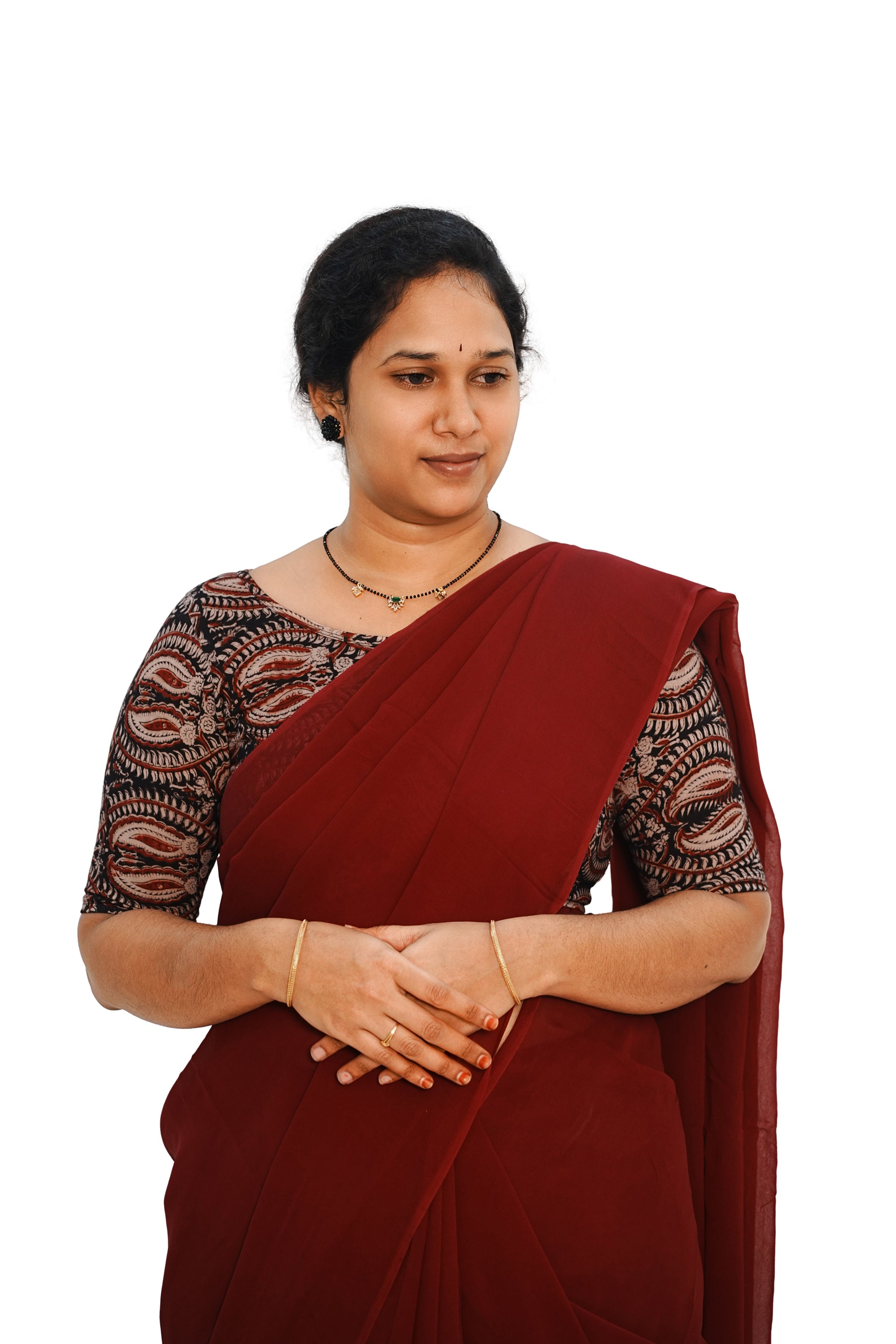 KALAMKARI BOAT NECK OPEN 10 HAND'S STREACHBLE  BLOUSE