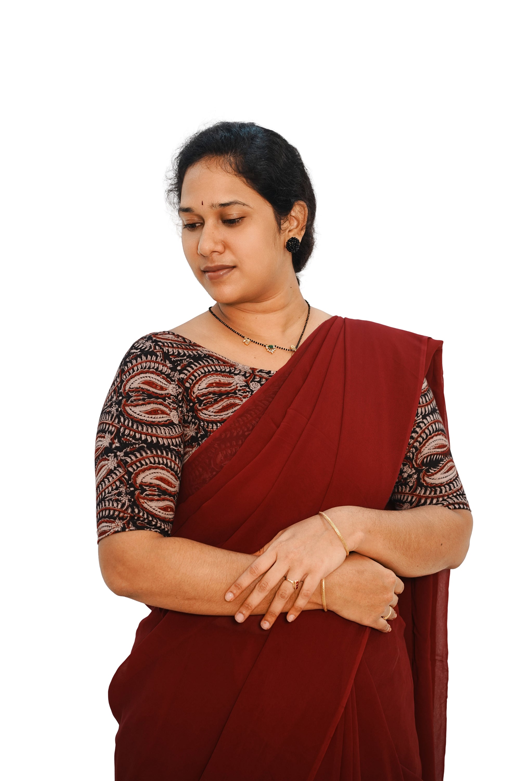 KALAMKARI BOAT NECK OPEN 10 HAND'S STREACHBLE  BLOUSE