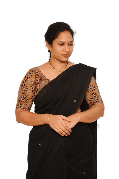 KALAMKARI ROUND NECK 10 INCH HANDS STRECHBLE BLOUSE
