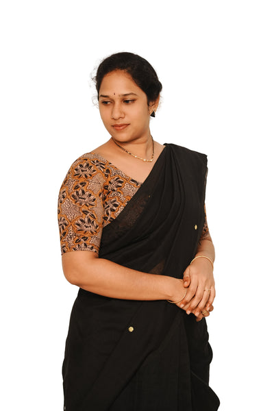 KALAMKARI ROUND NECK 10 INCH HANDS STRECHBLE BLOUSE
