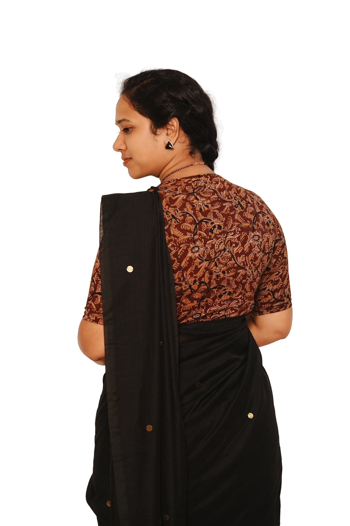 KALAMKARI V NECK 10 INCH HAND  STRECHBLE BLOUSE