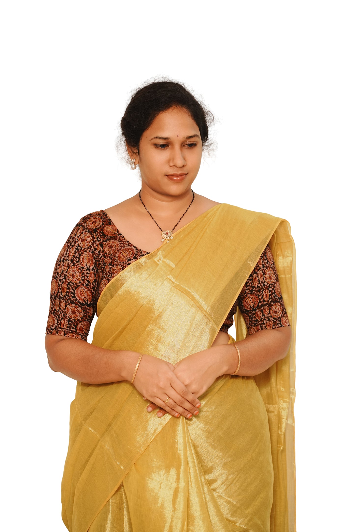 KALAMKARI ROUND NECK 10 INCH HANDS STRECHBLE BLOUSE