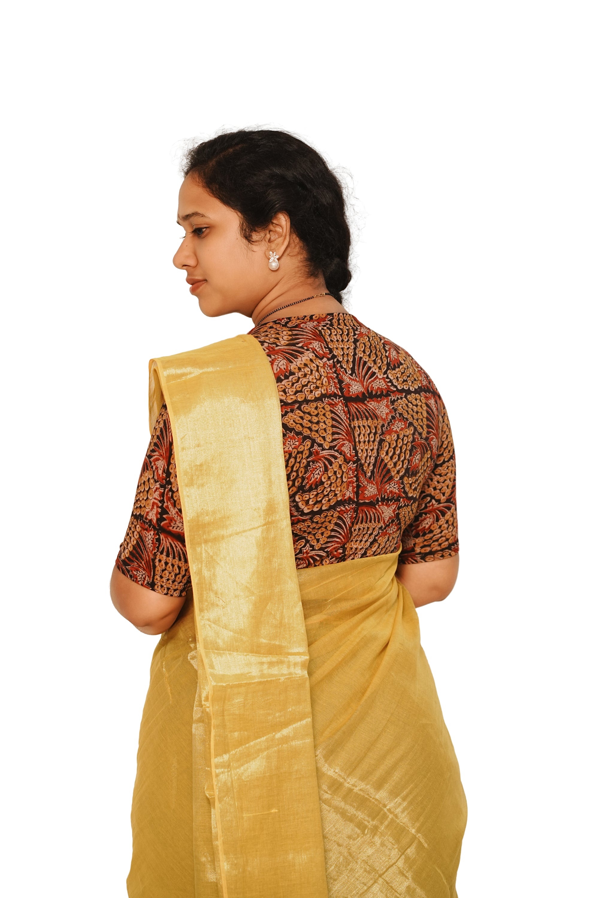 KALAMKARI V NECK 10 INCH HAND  STRECHBLE BLOUSE