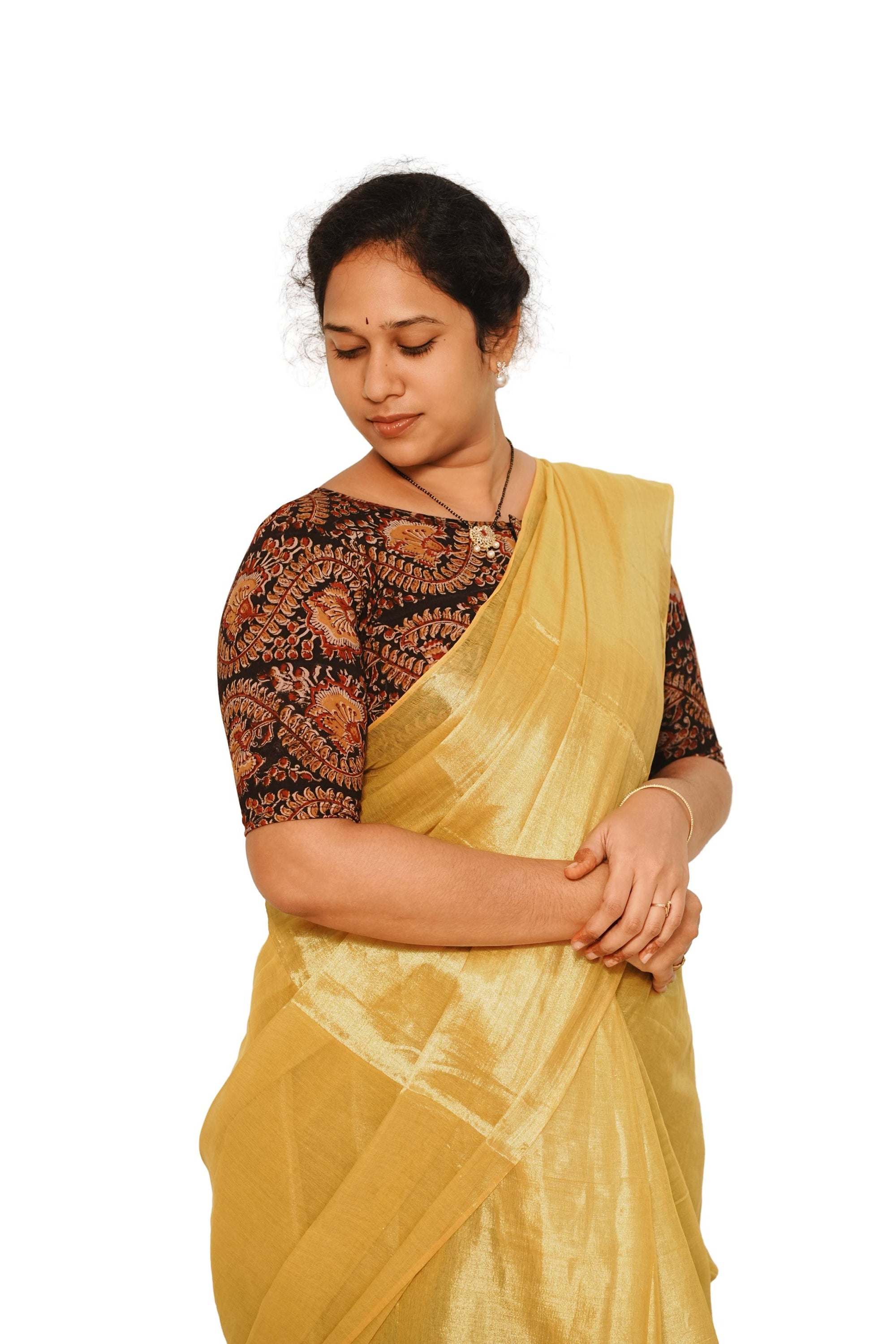 KALAMKARI BOAT NECK OPEN 10 HAND'S STREACHBLE  BLOUSE