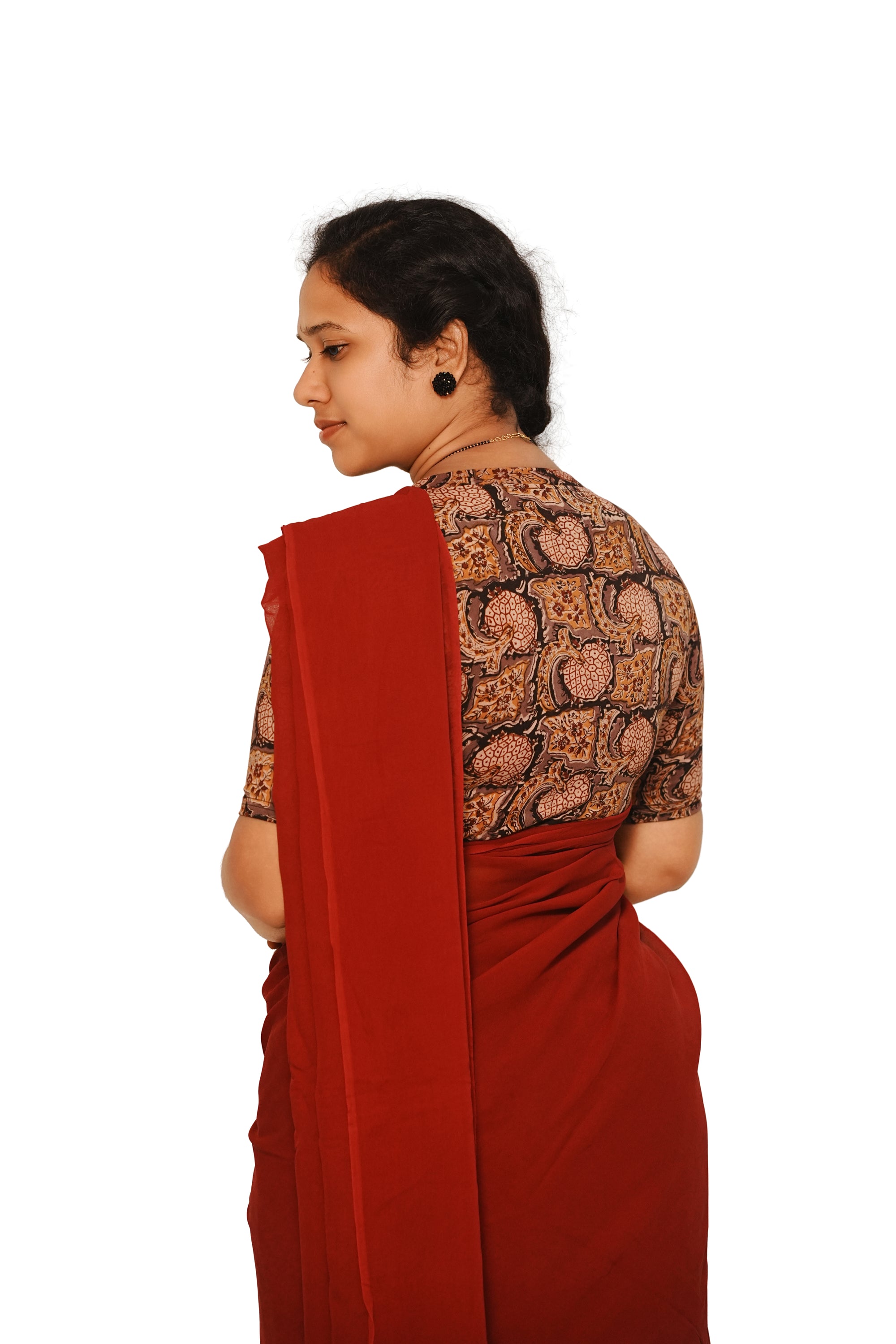 KALAMKARI V NECK 10 INCH HAND  STRECHBLE BLOUSE