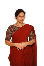 KALAMKARI BOAT NECK OPEN 10 HAND'S STREACHBLE  BLOUSE