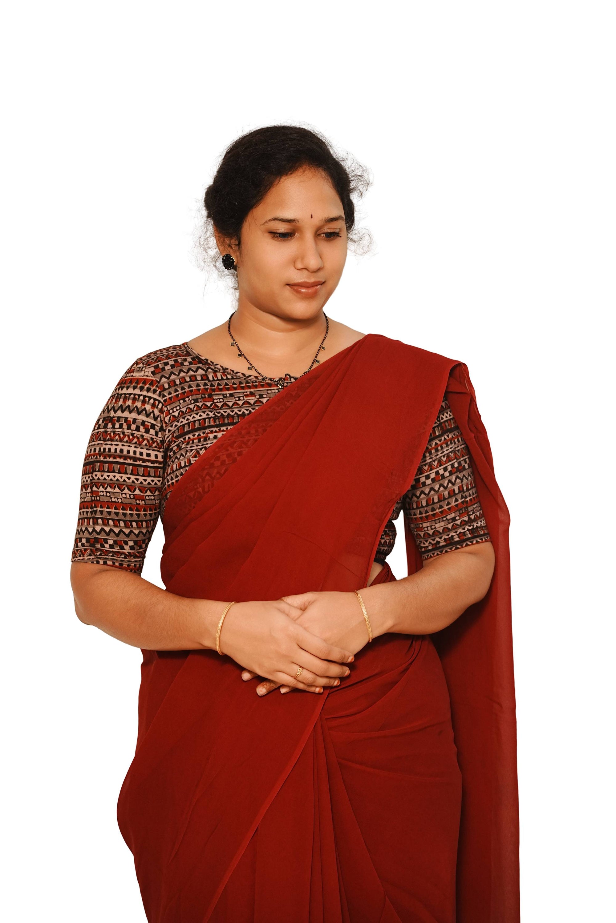 KALAMKARI BOAT NECK OPEN 10 HAND'S STREACHBLE  BLOUSE