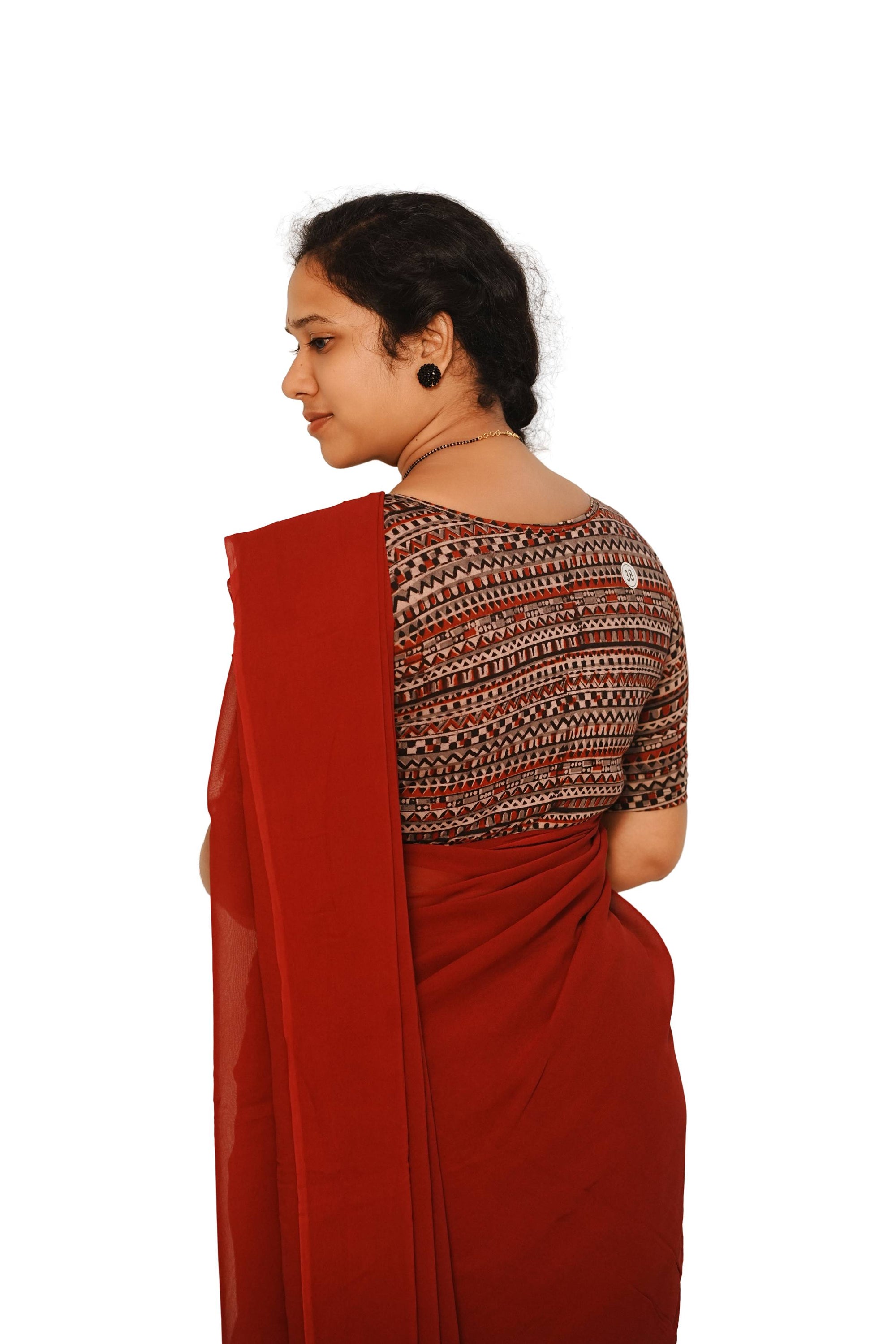 KALAMKARI BOAT NECK OPEN 10 HAND'S STREACHBLE  BLOUSE