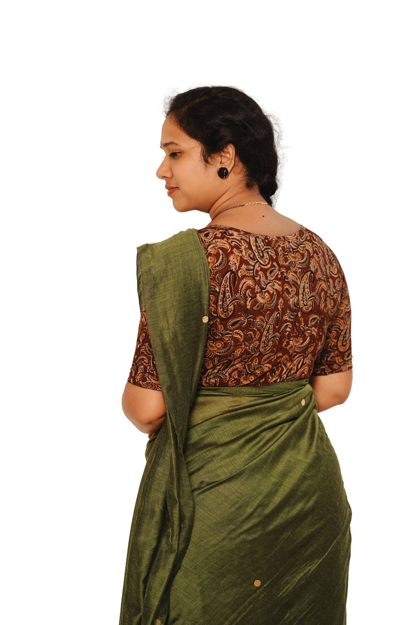 KALAMKARI BOAT NECK OPEN 10 HAND'S STREACHBLE  BLOUSE