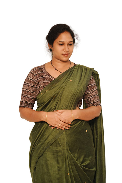 KALAMKARI V NECK 10 INCH HAND  STRECHBLE BLOUSE