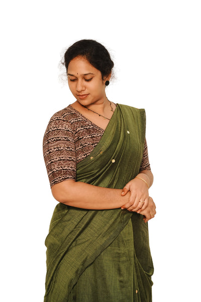 KALAMKARI V NECK 10 INCH HAND  STRECHBLE BLOUSE