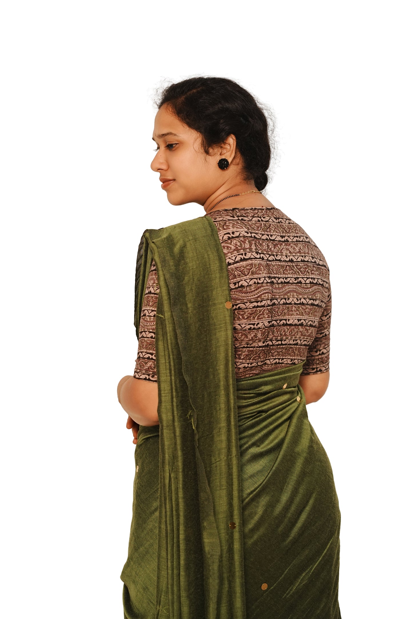 KALAMKARI V NECK 10 INCH HAND  STRECHBLE BLOUSE