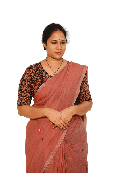 KALAMKARI V NECK 10 INCH HAND  STRECHBLE BLOUSE
