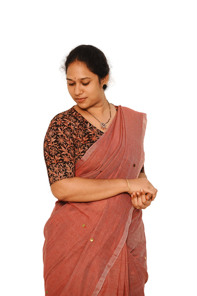 KALAMKARI V NECK 10 INCH HAND  STRECHBLE BLOUSE