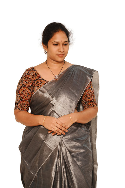 KALAMKARI ROUND NECK 10 INCH HANDS STRECHBLE BLOUSE