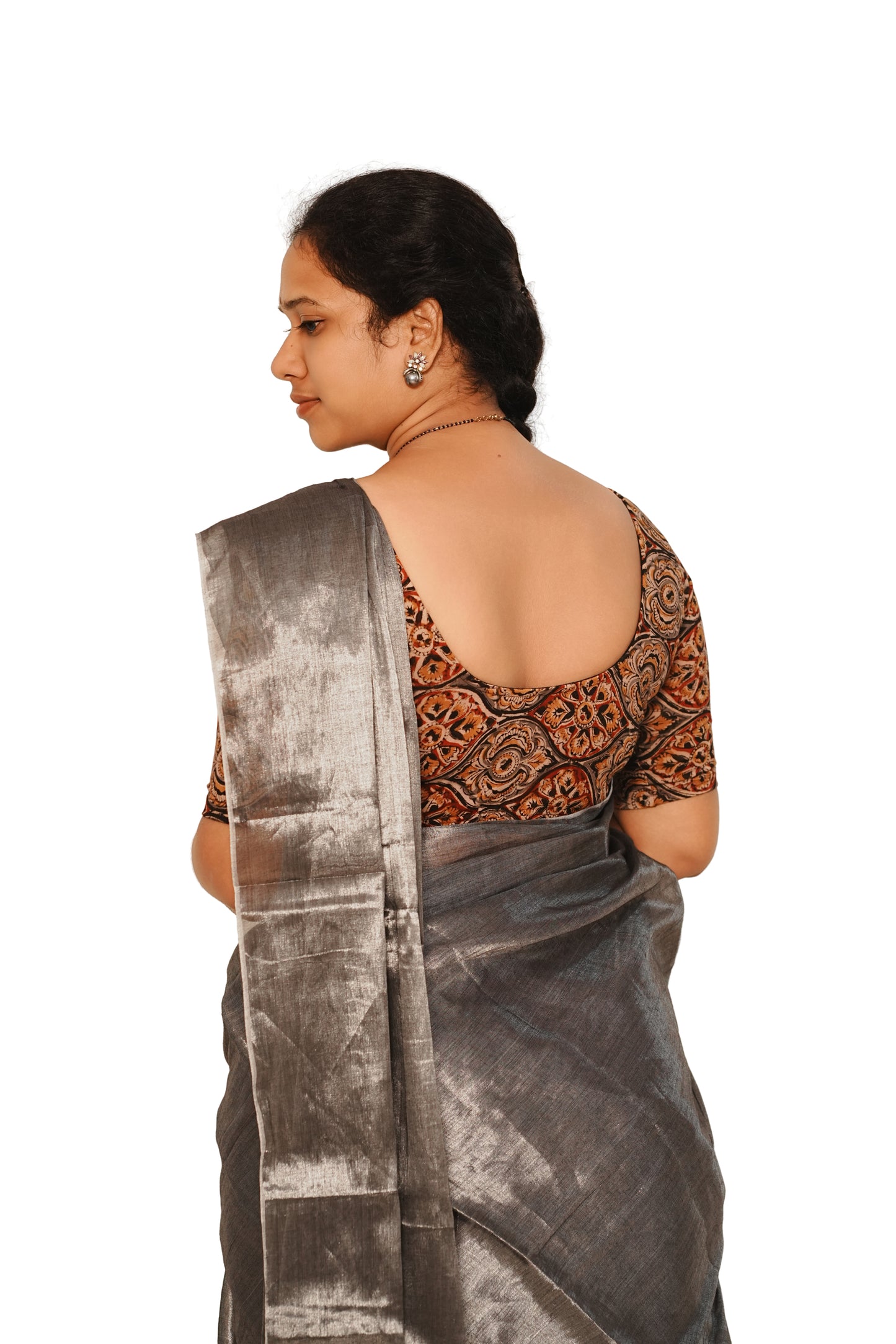 KALAMKARI ROUND NECK 10 INCH HANDS STRECHBLE BLOUSE