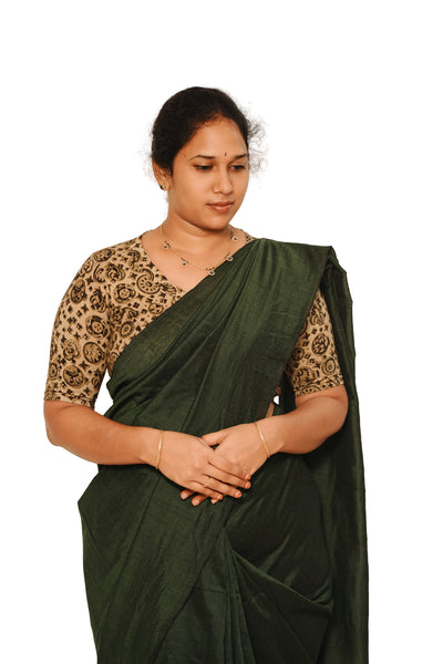KALAMKARI V NECK 10 INCH HAND  STRECHBLE BLOUSE