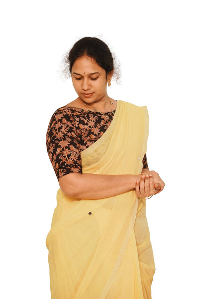 KALAMKARI BOAT NECK OPEN 10 HAND'S STREACHBLE  BLOUSE