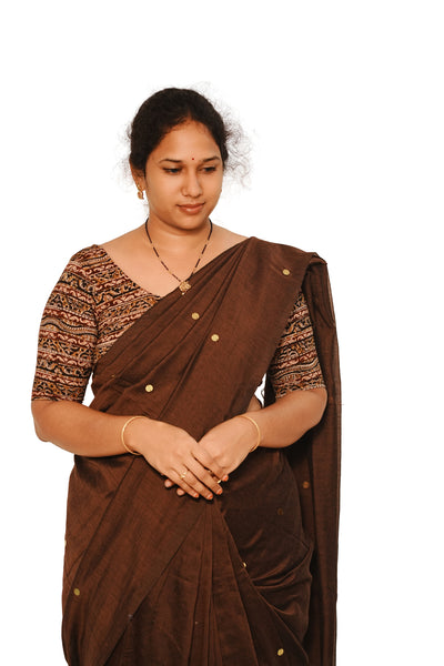 KALAMKARI ROUND NECK 10 INCH HANDS STRECHBLE BLOUSE