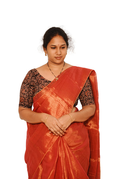 KALAMKARI ROUND NECK 10 INCH HANDS STRECHBLE BLOUSE