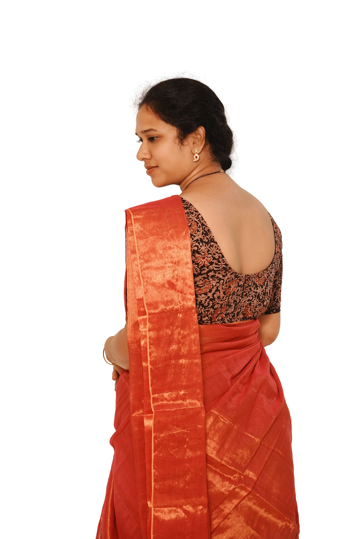 KALAMKARI ROUND NECK 10 INCH HANDS STRECHBLE BLOUSE