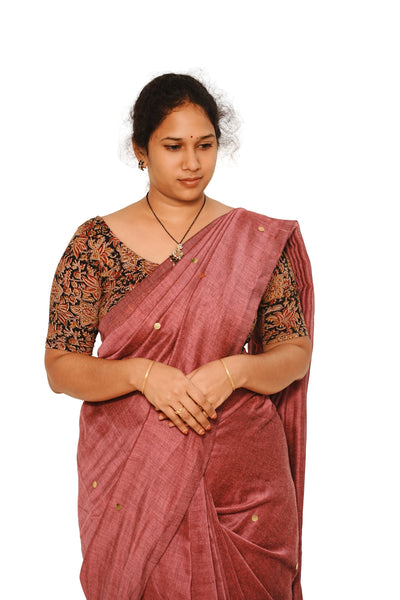 KALAMKARI ROUND NECK 10 INCH HANDS STRECHBLE BLOUSE
