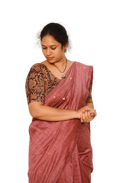 KALAMKARI ROUND NECK 10 INCH HANDS STRECHBLE BLOUSE