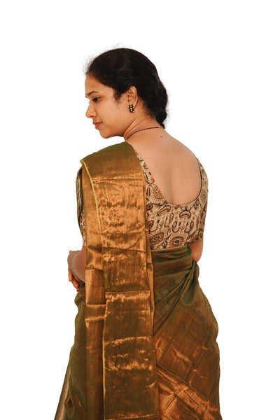 KALAMKARI ROUND NECK 10 INCH HANDS STRECHBLE BLOUSE