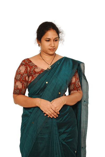 KALAMKARI ROUND NECK 10 INCH HANDS STRECHBLE BLOUSE